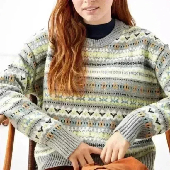 American Eagle | Fair Isle Boxy Crewneck Sweater - Picture 1 of 6